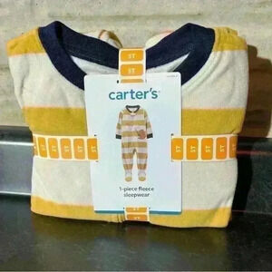 Carter's Toddler Sleepwear Close Footie 5T Bear/ Fishing Stripped Pattern Zipper